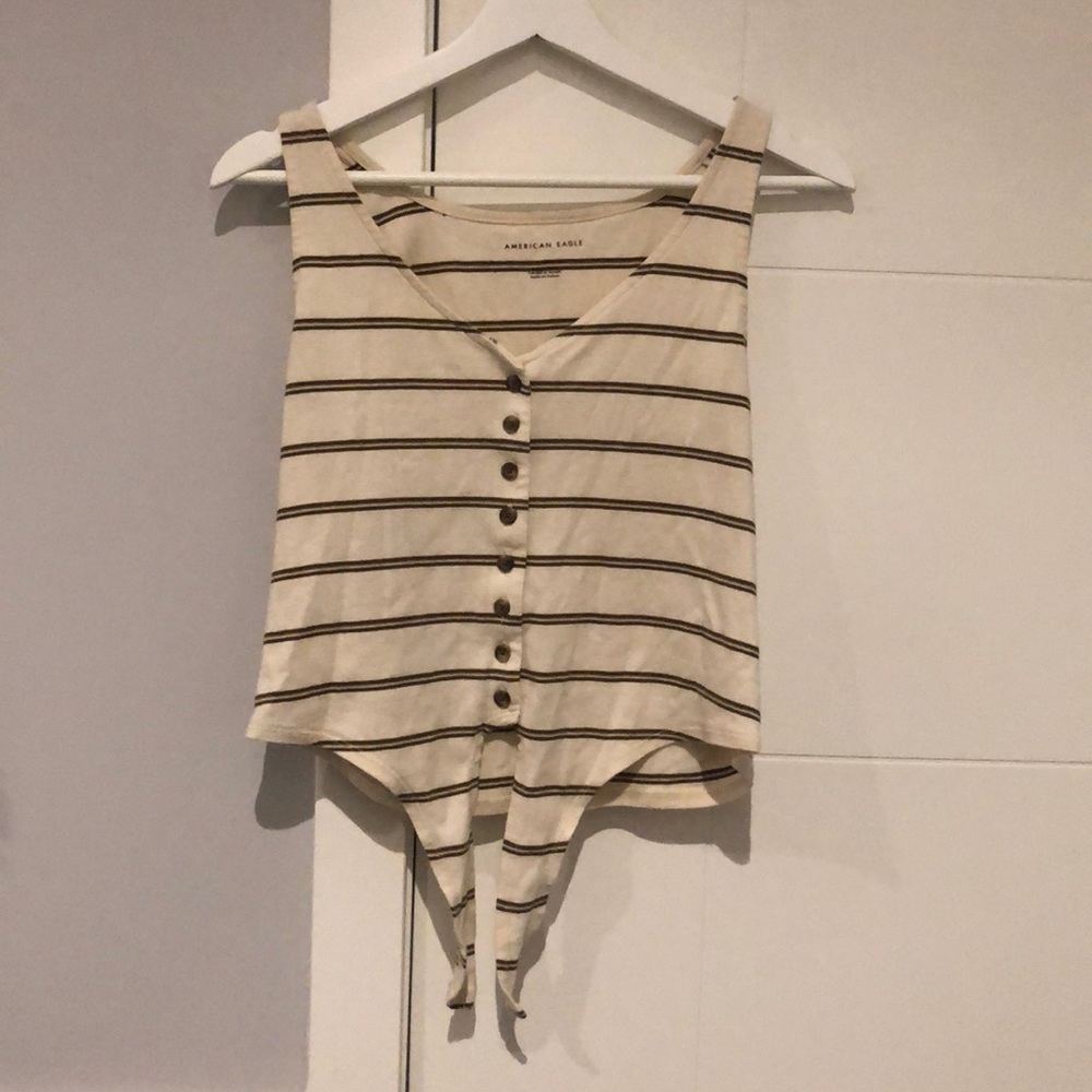 AMERICAN EAGLE Cropped Striped Tank Top